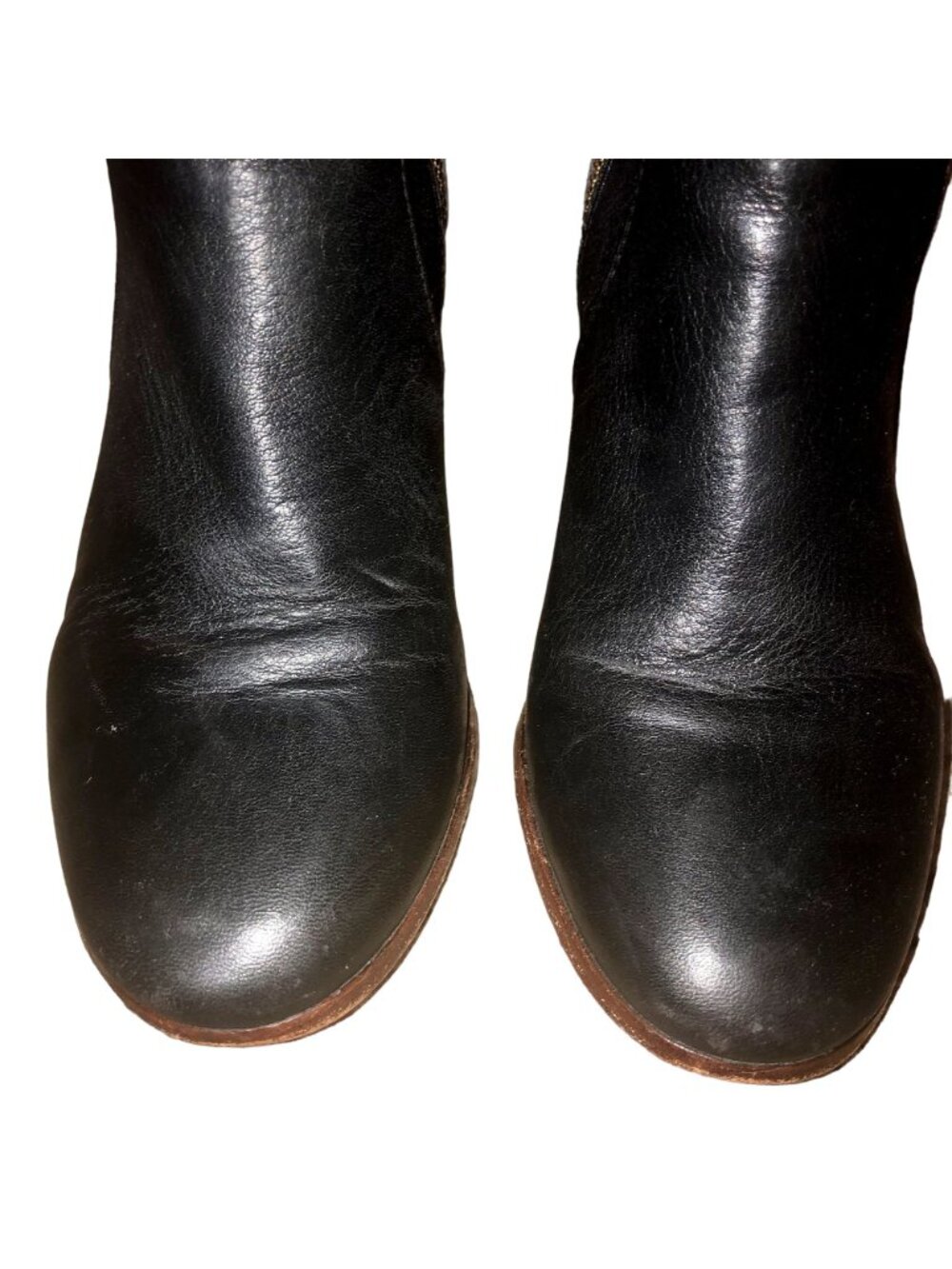 Ann Taylor Black Leather Ankle Booties Womens 6M Side Zip Block Heel Used - Picture 4 of 16